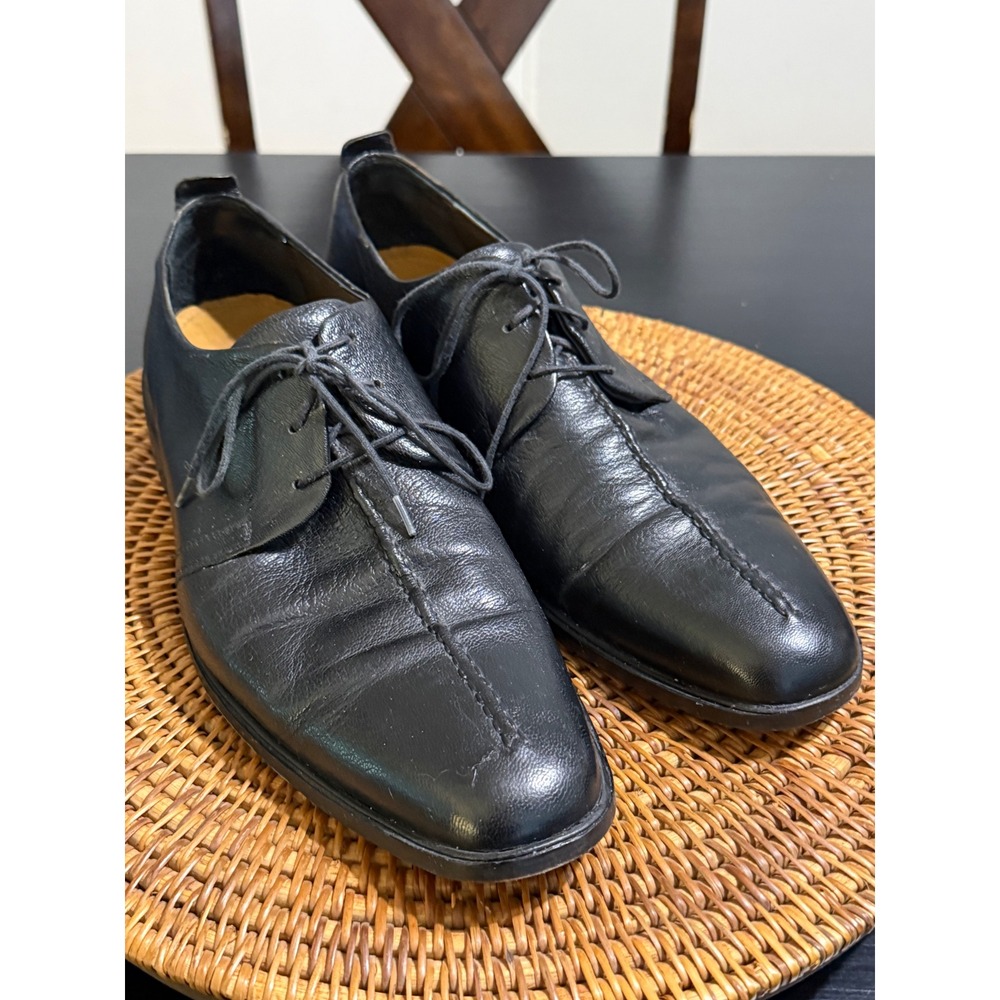 Cole Haan Mens C06399 Black Pebbled Leather Center Seam Derby Shoes 10.5 M